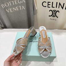 高版本出厂 「ᴀqᴜᴀᴢᴢᴜʀᴀ」AQUAZZURA/菠萝F072 2026ss夏季新款网面烫钻高跟拖鞋 高版本出厂 「ᴀqᴜᴀᴢᴢᴜʀᴀ」AQUAZZURA/菠萝F072 2026ss夏季新款网面烫钻高跟拖鞋
