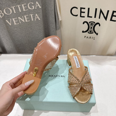 高版本出厂 「ᴀqᴜᴀᴢᴢᴜʀᴀ」AQUAZZURA/菠萝F072 2026ss夏季新款网面烫钻高跟拖鞋 高版本出厂 「ᴀqᴜᴀᴢᴢᴜʀᴀ」AQUAZZURA/菠萝F072 2026ss夏季新款网面烫钻高跟拖鞋