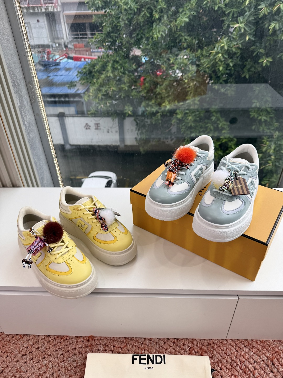 G036Fendi/芬迪2026年款老佛爷双F老花拼接潮流小白鞋低帮系带板鞋休闲鞋鞋面：原版牛皮内里：原