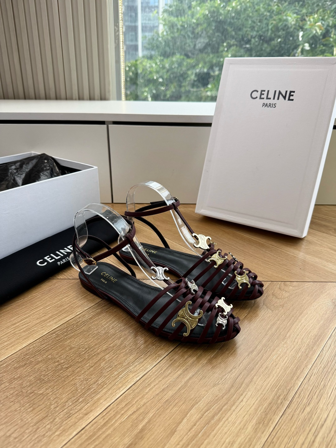G339顶级品质Celine赛琳· 26ss·CAGE 凯旋门夹脚沙滩罗马平底凉鞋CELINE CAGE