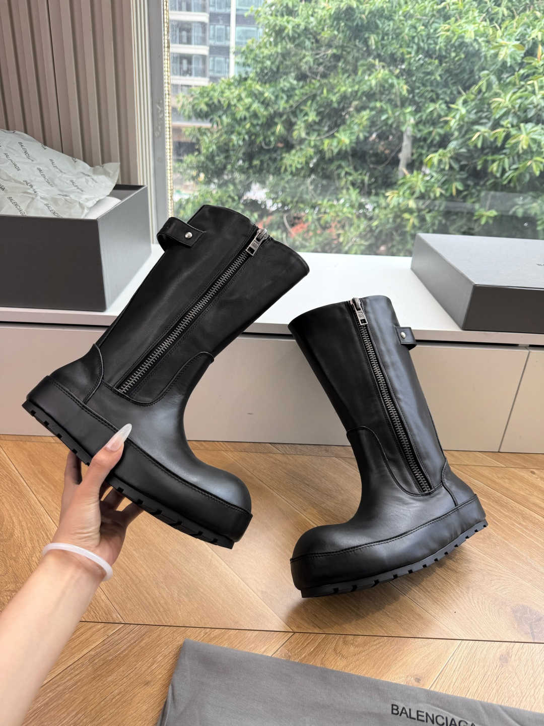 Balenciaga Round Toe Platform Mid Boots