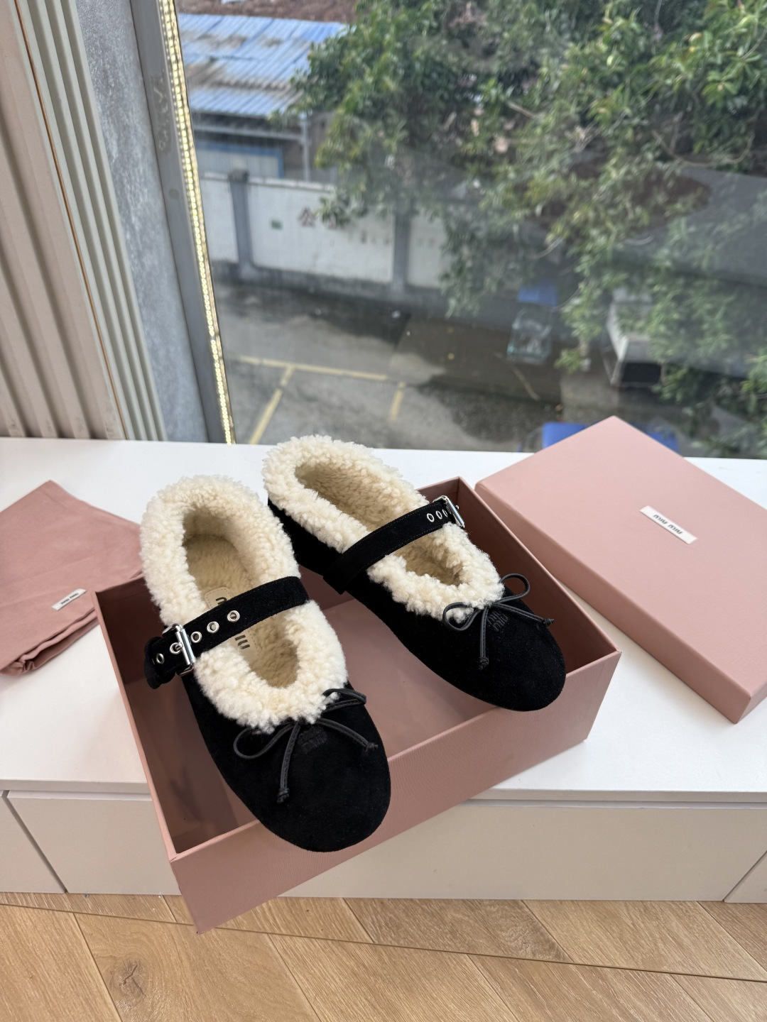G顶级羊毛内里miumiu秋冬新款玛丽珍芭蕾舞鞋进口羊毛雪地靴棉鞋单鞋 简约造型，超轻原版开模鞋底，脚感妥妥满分 好穿好