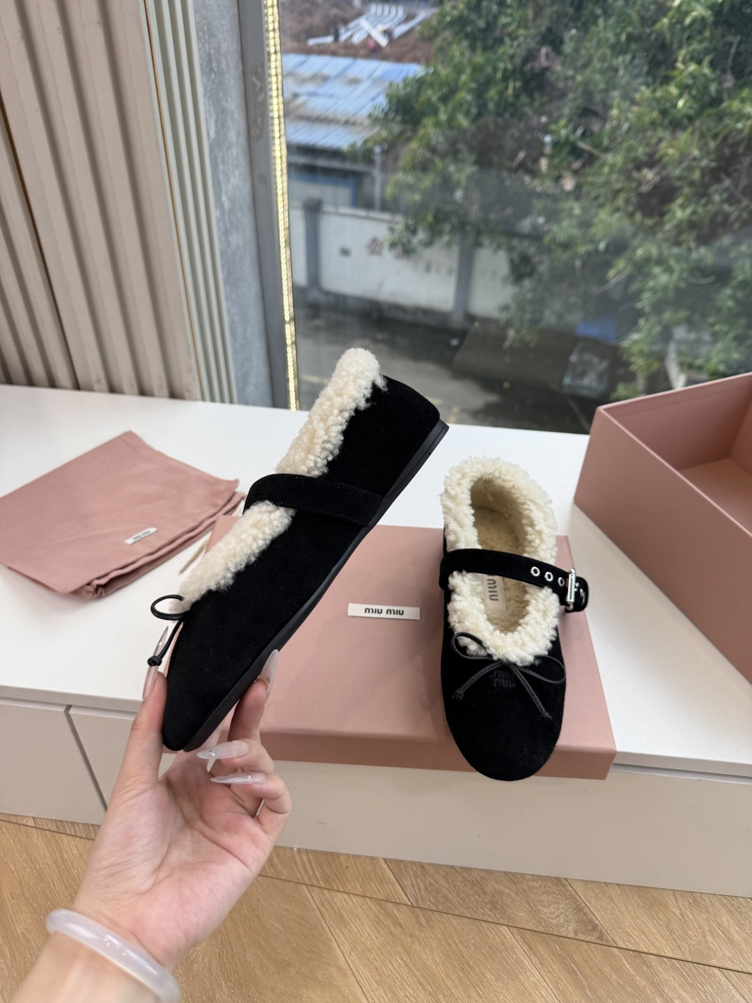 G顶级羊毛内里miumiu秋冬新款玛丽珍芭蕾舞鞋进口羊毛雪地靴棉鞋单鞋 简约造型，超轻原版开模鞋底，脚感妥妥满分 好穿好