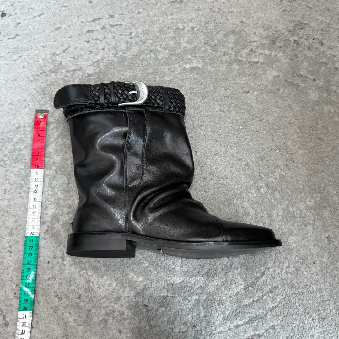 G213LUCIA TACC*26ss早秋新款复古休闲西部短靴编织宽筒靴 自带复古松弛文艺氛围感，修饰脚型，靴口编织肌理