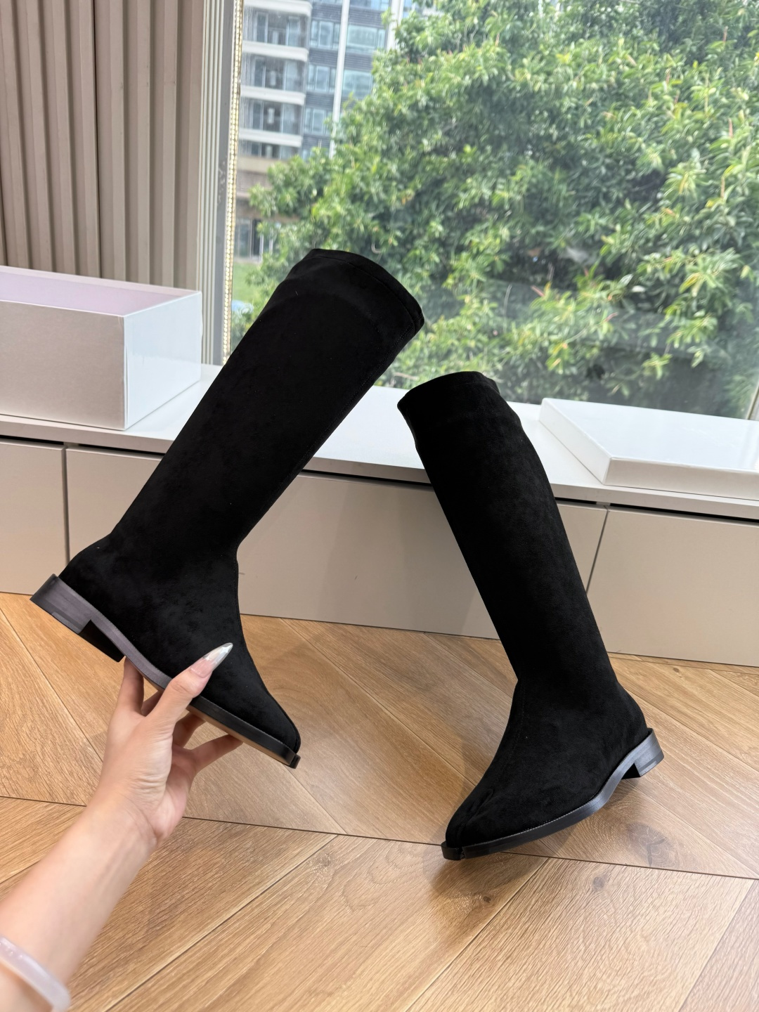 G012代购级别 Maison Margiela 玛吉拉tabi分趾Mm6真皮宽筒直筒长靴不过膝 秋冬新细高跟高筒靴最高