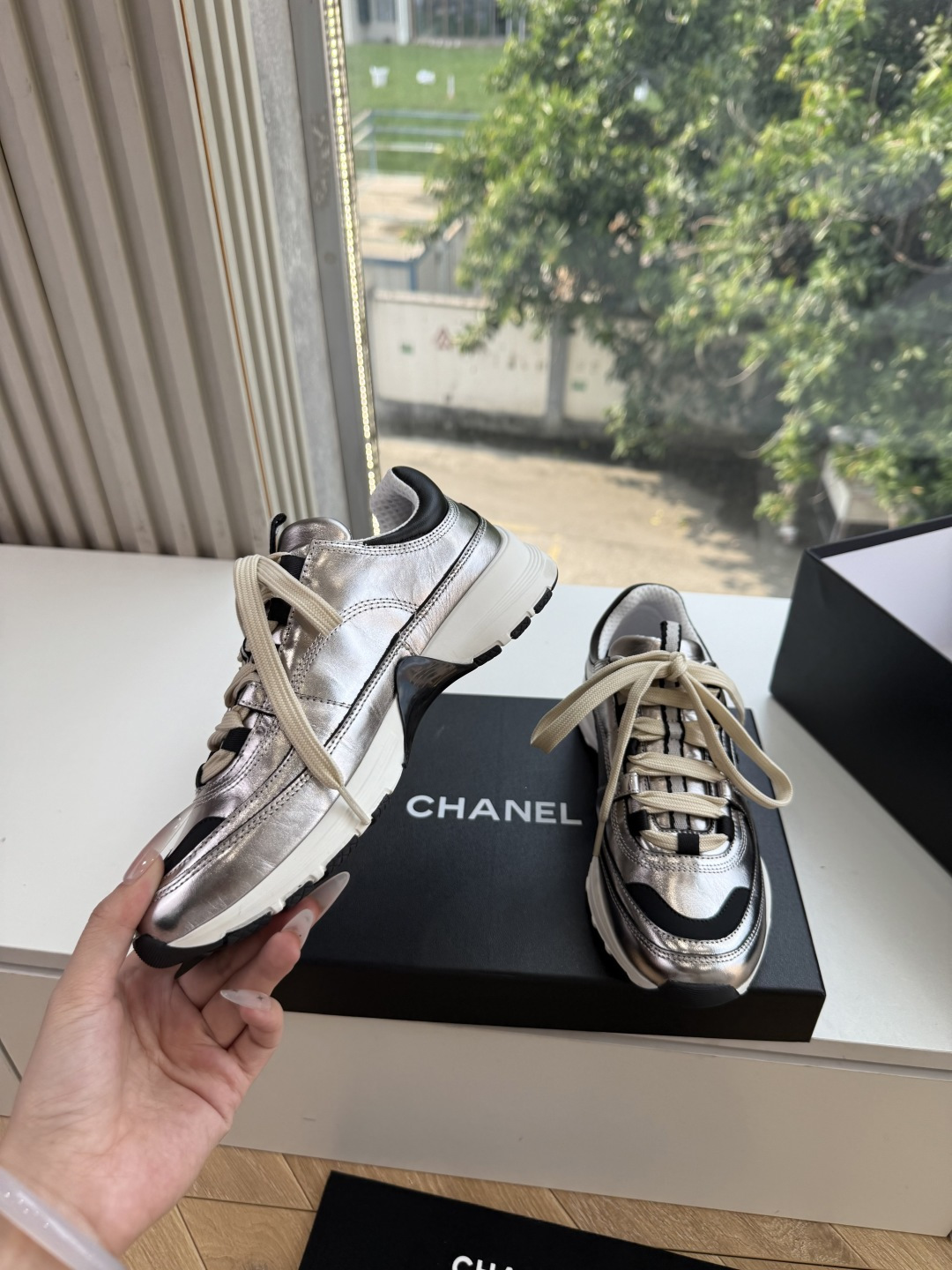 G059😀所见即所得CHANEL/香奈儿新款小香风麂皮圆头熊猫菱格厚底运动鞋时尚增高鞋休闲鞋 面料：进口磨砂牛皮 内里：