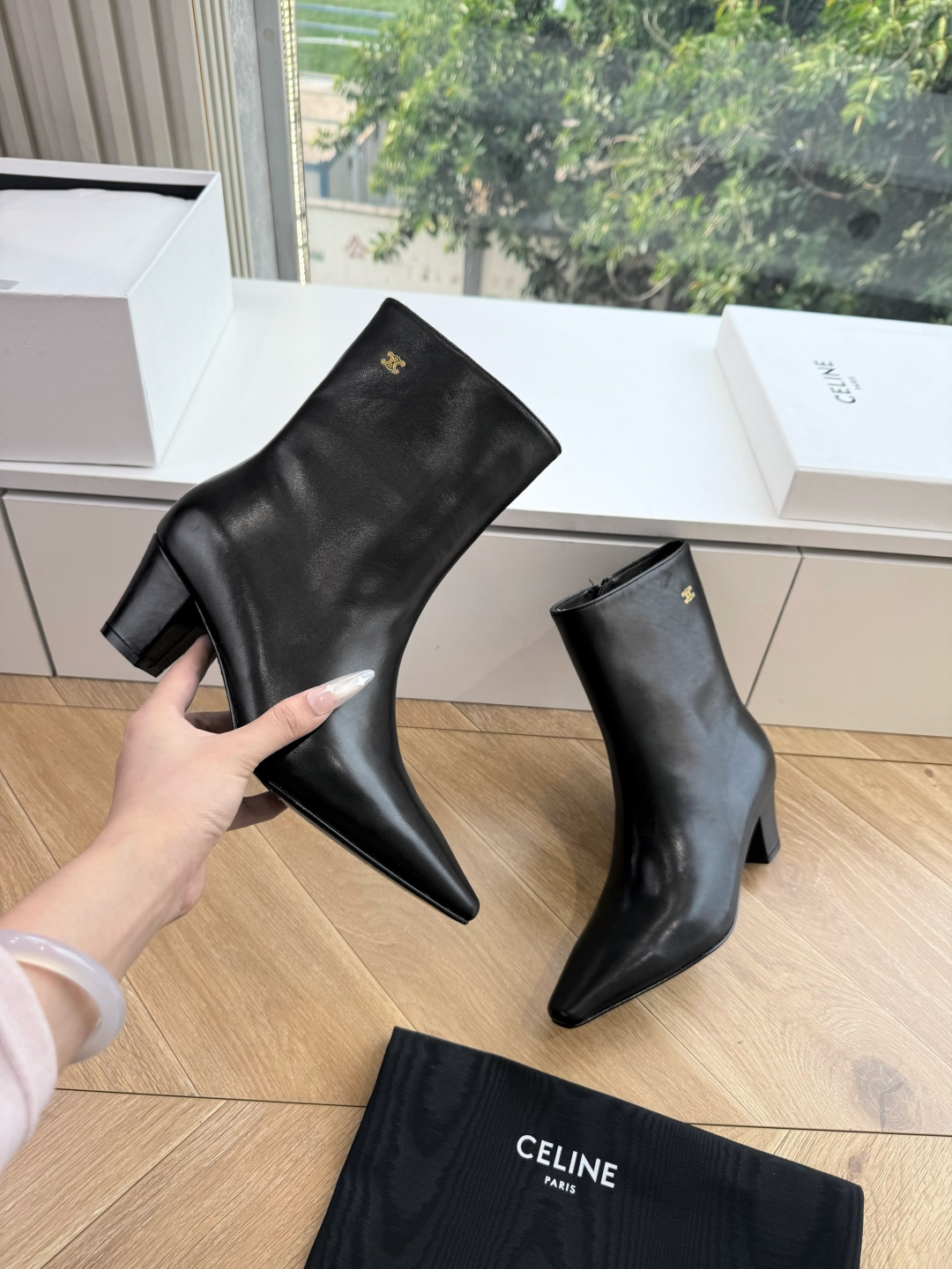 顶级品质G127赛琳 CELINE塞琳秋冬新款杨幂同款凯旋门切尔西短靴骑士靴 凯旋门英伦风短靴🔝简约大气时髦👍耐看不过时