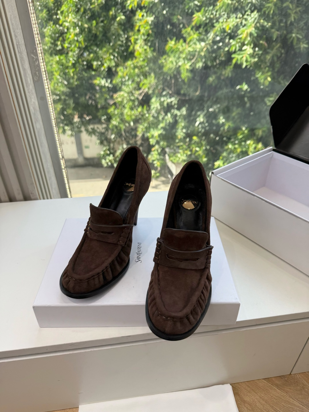 Saint Laurent Brown Fringed Loafers