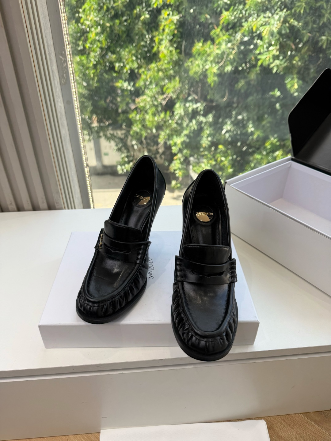Saint Laurent Black Fringed Loafers