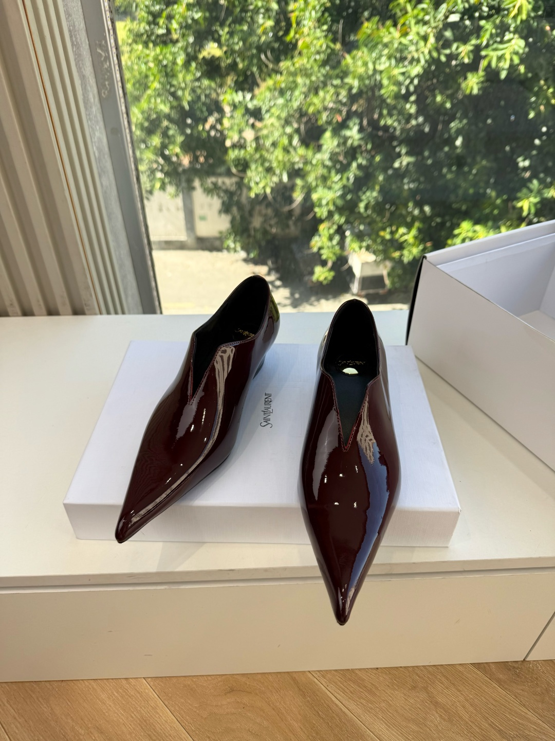 Saint Laurent Burgundy Pointed Toe Shoes