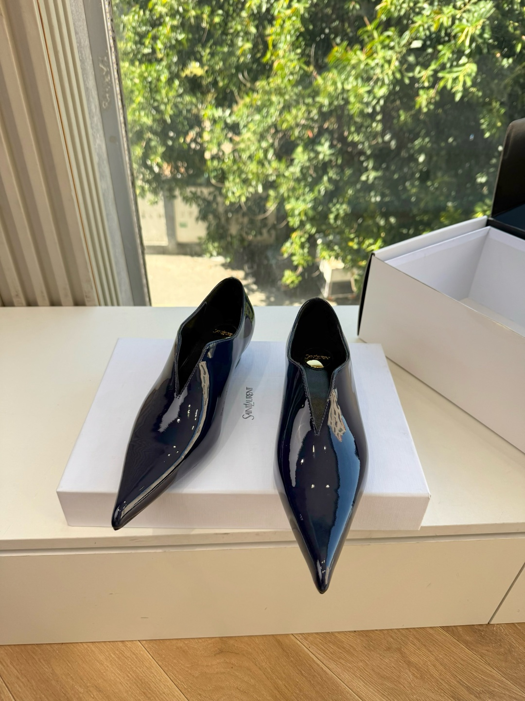 Saint Laurent Navy Pointed Toe Shoes