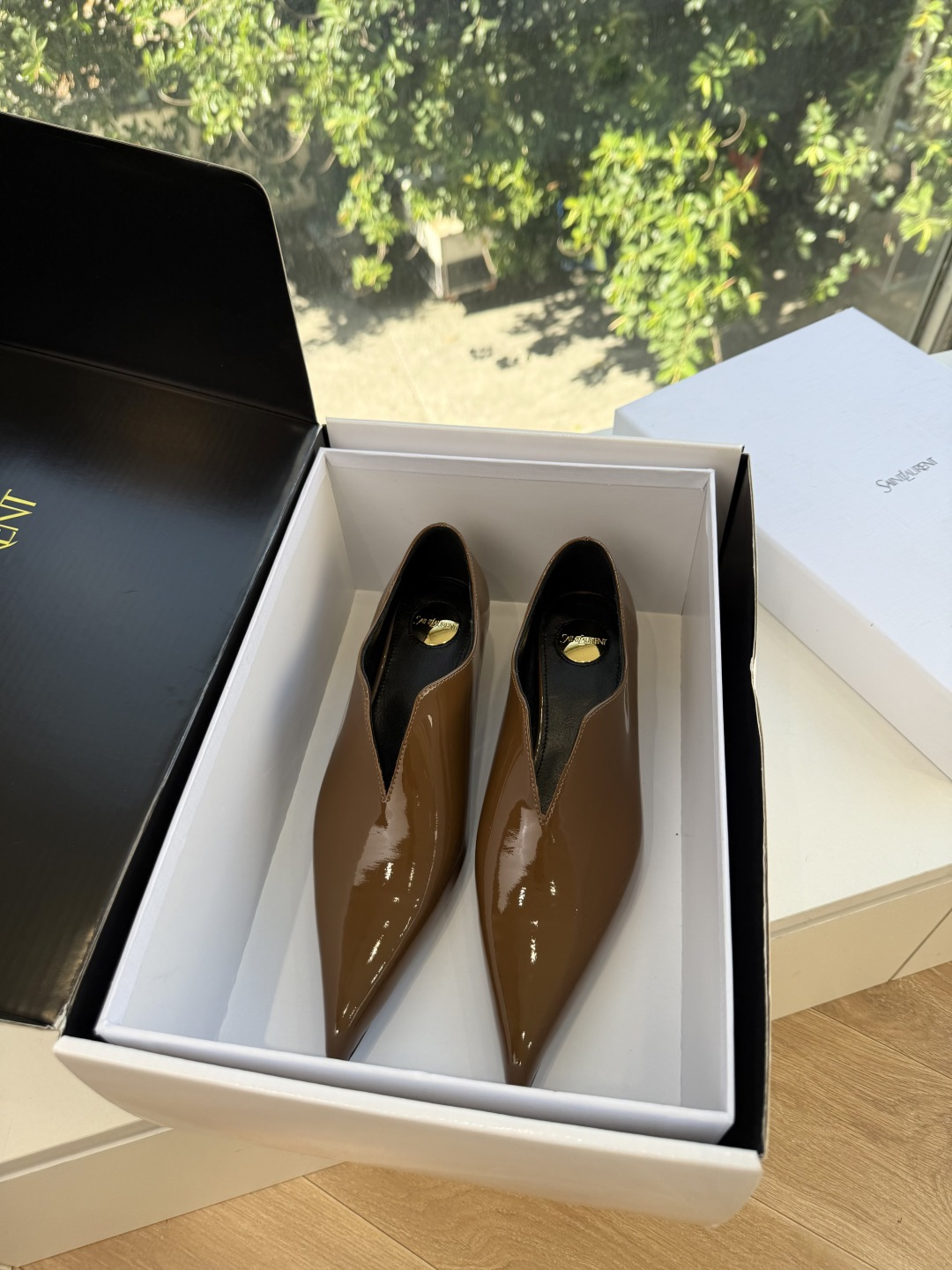 Saint Laurent Tan Pointed Toe Shoes