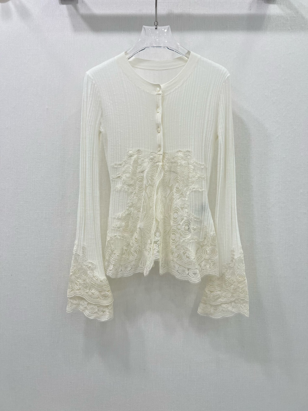 Ermanno Scervino Lace Knit Shirt with Unique Cufflink Detail