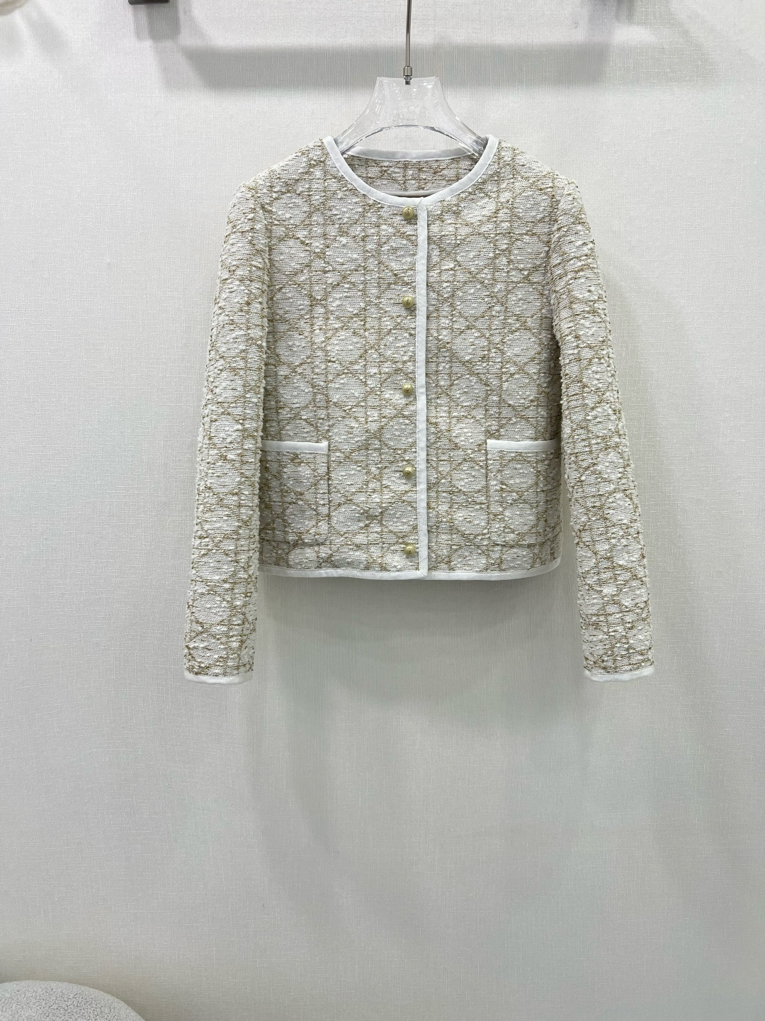 🔥🔥Dio*25新款藤格纹圆领洋装外套  定制YB进口粗纺毛呢材质  高级品相  正肩垫肩版型设计贴合身