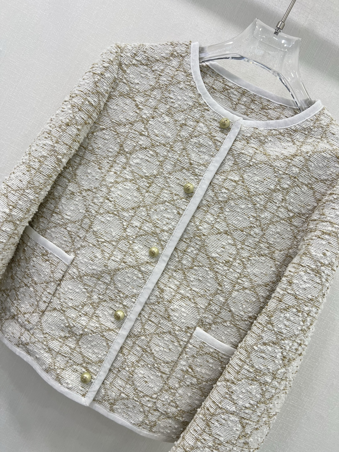 🔥🔥Dio*25新款藤格纹圆领洋装外套  定制YB进口粗纺毛呢材质  高级品相  正肩垫肩版型设计贴合身