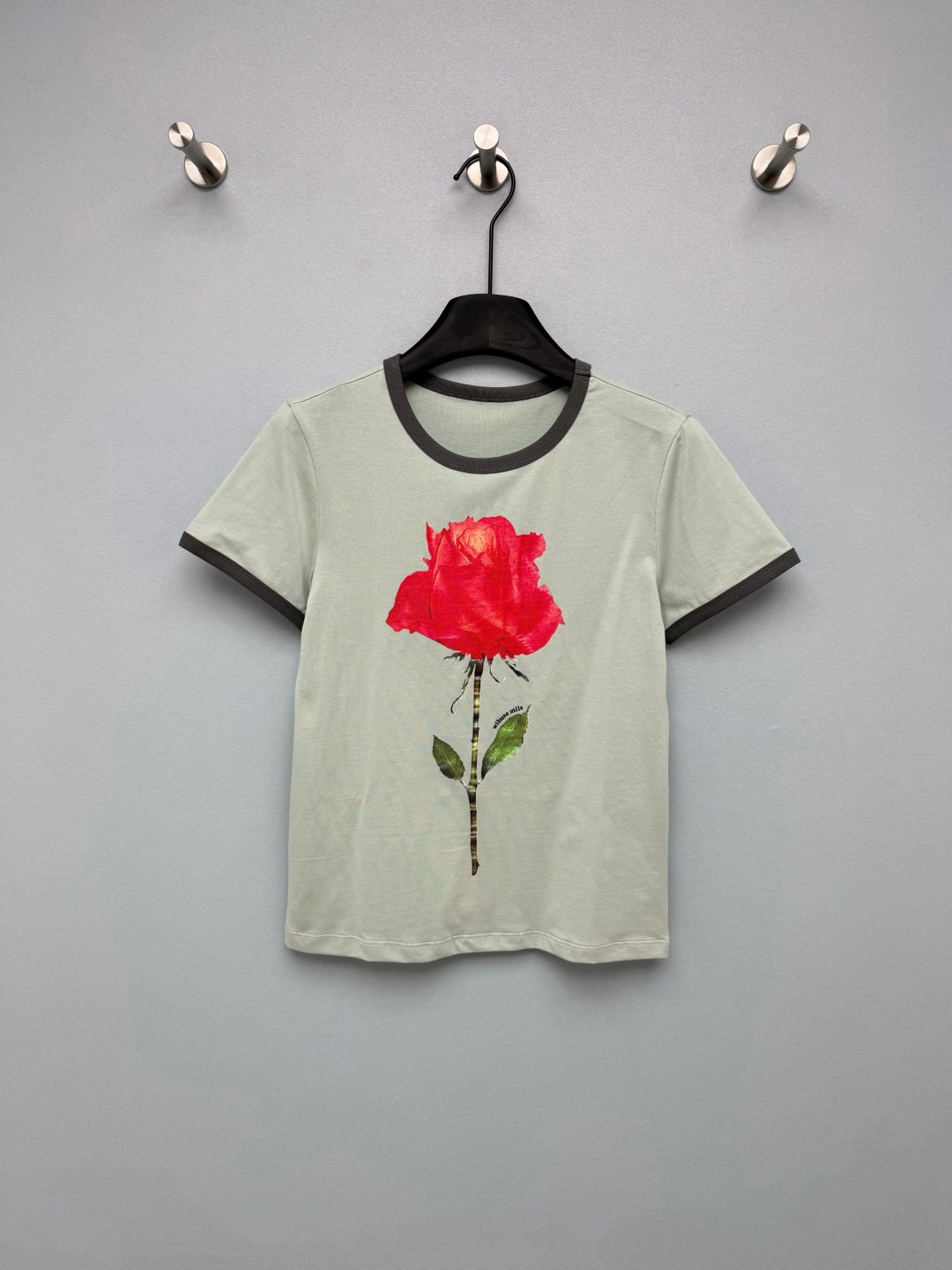 NO:821487,ACNE 26 new short-sleeved T-shirt top is designed with watercolor roses as the core design. Red roses are warm and retro, while yellow roses are gentle and healing. The branches and leaves in the details have clear textures and a high-end atmosphere, saying goodbye to the monotony of ordinary T-shirts. The contrasting color hemming design comes with American retro filters, and the short version creates a perfect waistline. Pair it with high-waisted jeans and you will look like a walking hottie!  The fabric is soft and soft, making it refreshing and not sweaty when worn in summer. It is super photogenic whether it is daily commuting or traveling for photos. I am already looking forward to summer!  2 colors and 3 codes SML, women's clothing,acne studios,jeans,T-shirt,tees,t-shirt,19860909ACNE 26新款短袖t恤上衣 以水彩质感的玫瑰为核心设计,红玫瑰热烈复古、黄玫瑰温柔治愈,细节处的枝叶纹理清晰,自带高级氛围感,告别普通T恤的单调感.撞色包边设计自带美式复古滤镜,短款版型掐出完美腰线,搭高腰牛仔裤就是行走的辣妹！面料软乎乎的,夏天穿清爽不闷汗,不管是日常通勤还是出游拍照都超上镜,已经开始期待夏天了！2色3码SML,女装,acne studios,jeans,T-shirt,tees，t-shirt,,Women's clothing