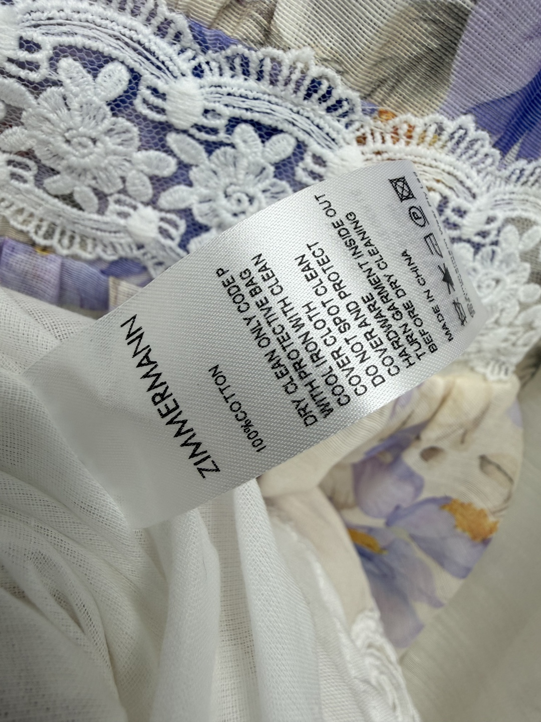 🔥🔥Zimmerman*兹/默曼 26新款重工刺绣水溶花边连衣裙 （短款)   米白款奶杏底色搭配淡紫、