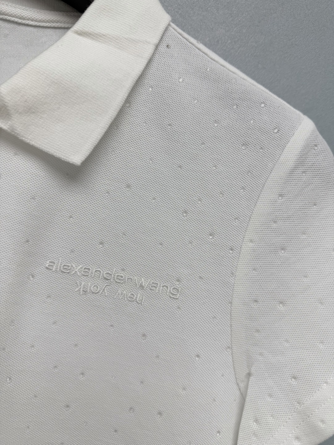 🔥🔥Alexander Wa*g 26新款烫钻字母刺绣短款polo上衣 夏天穿透气不闷，还带细闪钻，bl