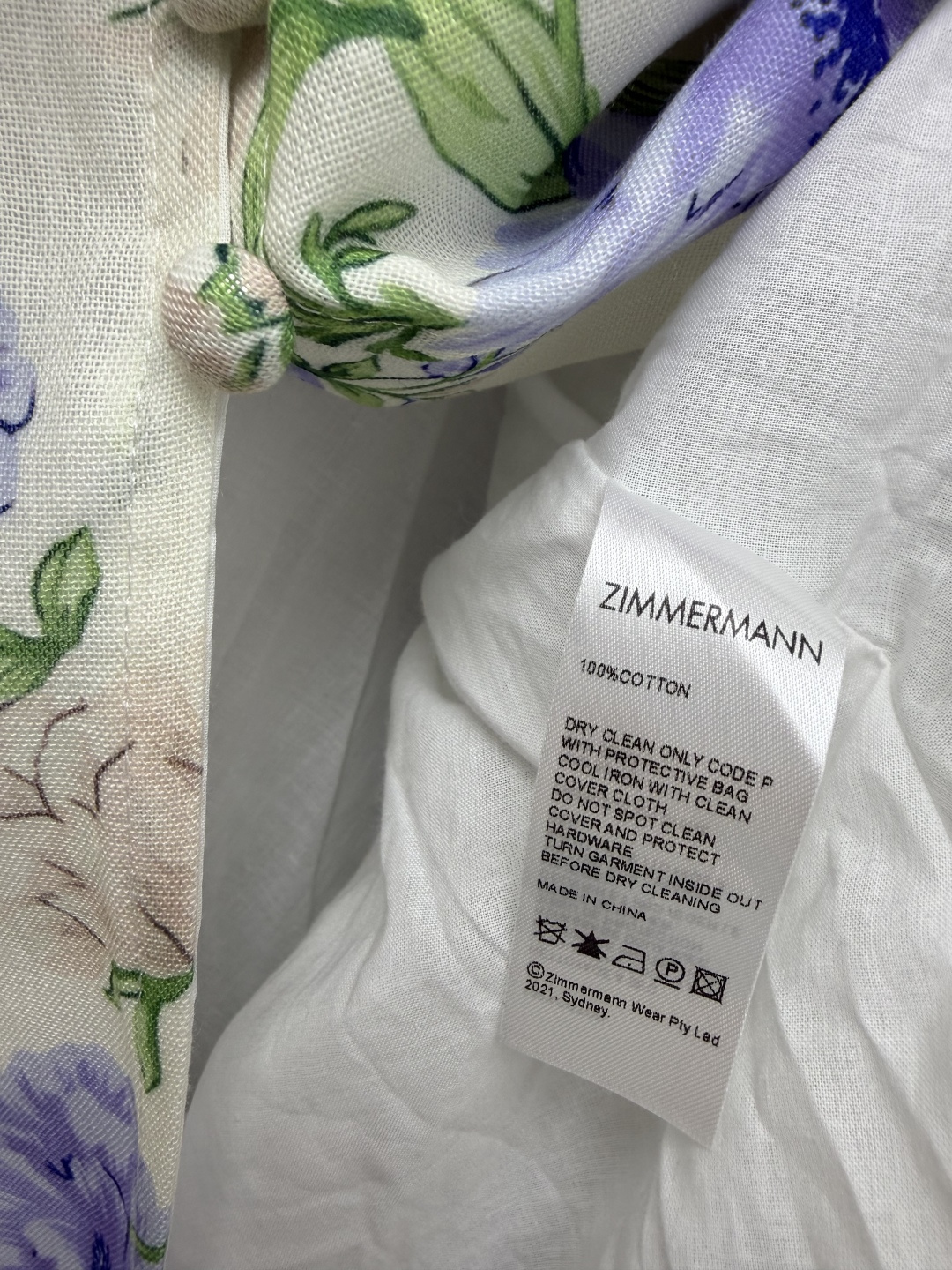 🔥🔥ZIMMERMA*26新款法式复古印花吊带长裙  米白柔和基底，铺绘淡紫大朵芍药花卉，搭配浅裸粉小花