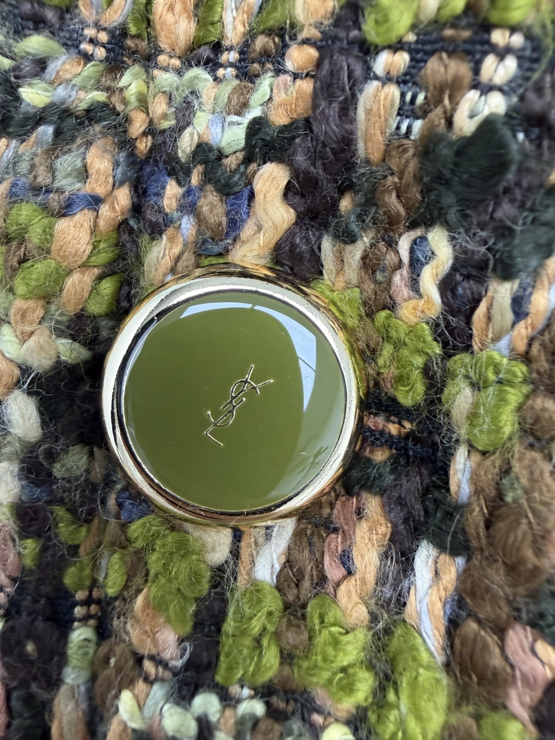 🔥🔥Ysl* 油画感混色粗花呢短款外套 高版本 真丝内衬 粗花呢编织面料，多种彩纱混纺，肌理饱满厚实，保暖有型。绿棕杂色