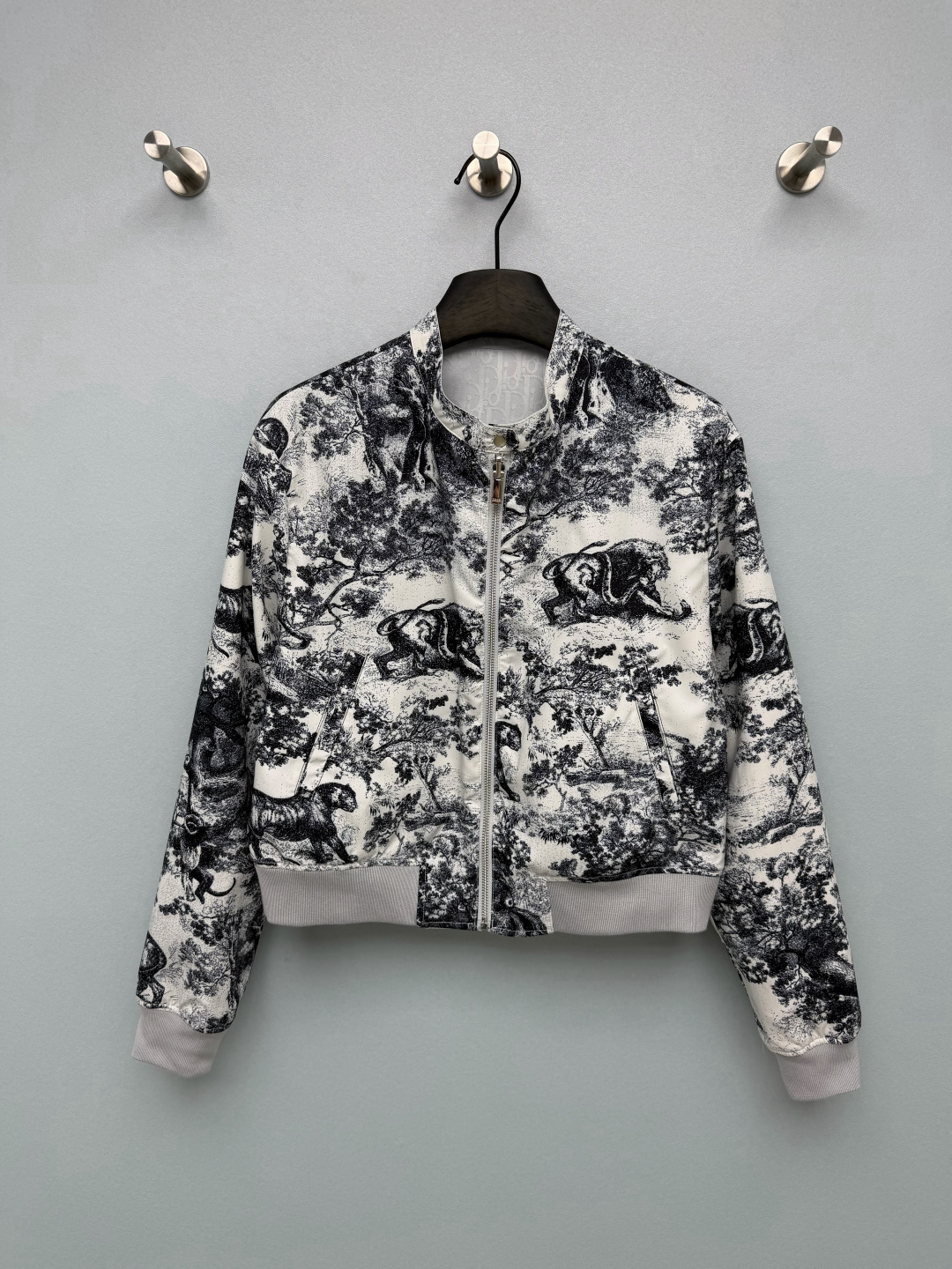 Dior Black and White Printed Bomber Jacket