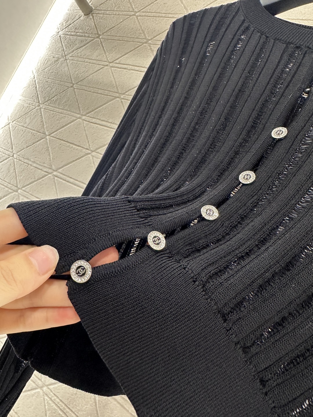 Chanel Inspired Knit Cardigan - Ribbed Design, Rhinestone Buttons, Comfortable Fit 9 cmp i1753280324883 4600 0 4