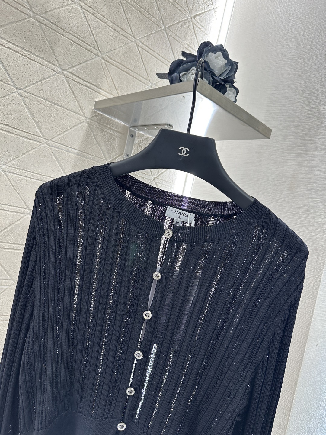 Chanel Inspired Knit Cardigan - Ribbed Design, Rhinestone Buttons, Comfortable Fit 8 cmp i1753280324985 989 0 1