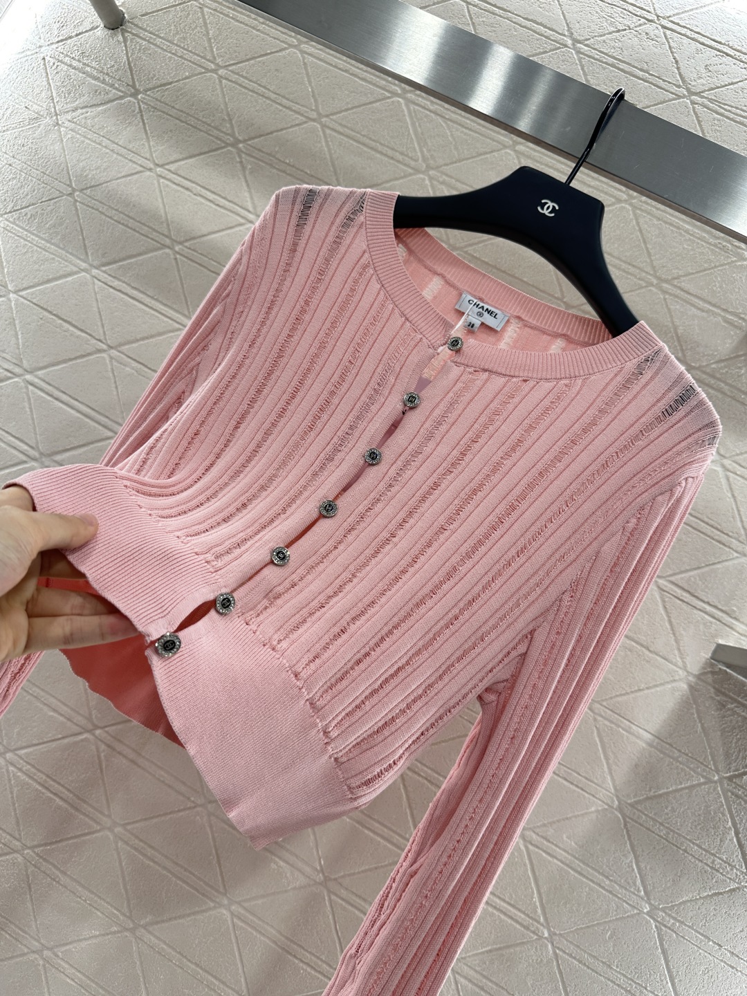 Chanel Knit Cardigan - Ribbed Texture, Rhinestone Buttons, Premium Yarn 7 cmp i1753280359000 732 0 6