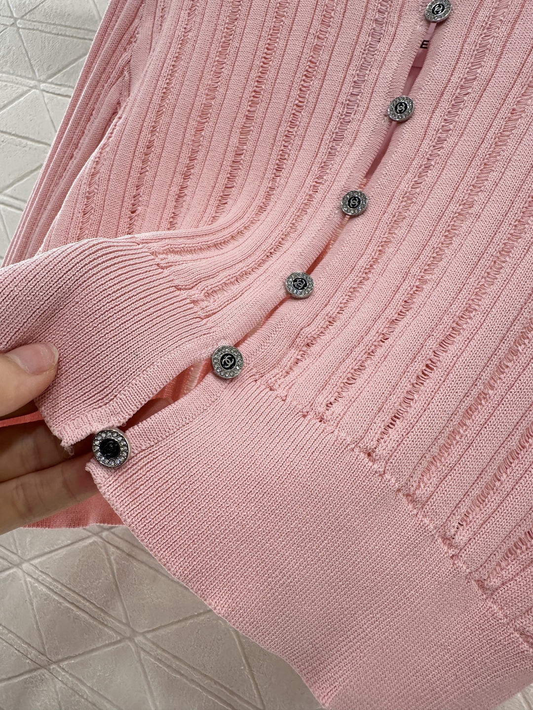 Chanel Knit Cardigan - Ribbed Texture, Rhinestone Buttons, Premium Yarn 9 cmp i1753280359641 1940 0 5