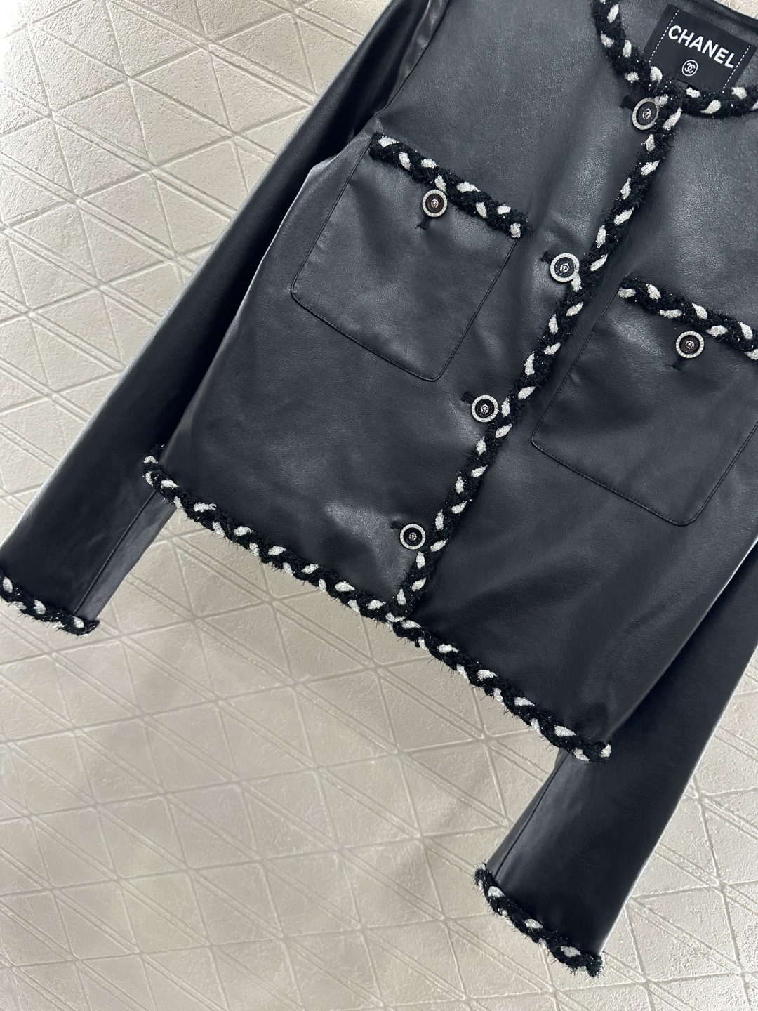 Chanel Inspired Black & White Braided Leather Jacket - 2025 New Arrival 6 cmp i1753280904898 1044 0 4