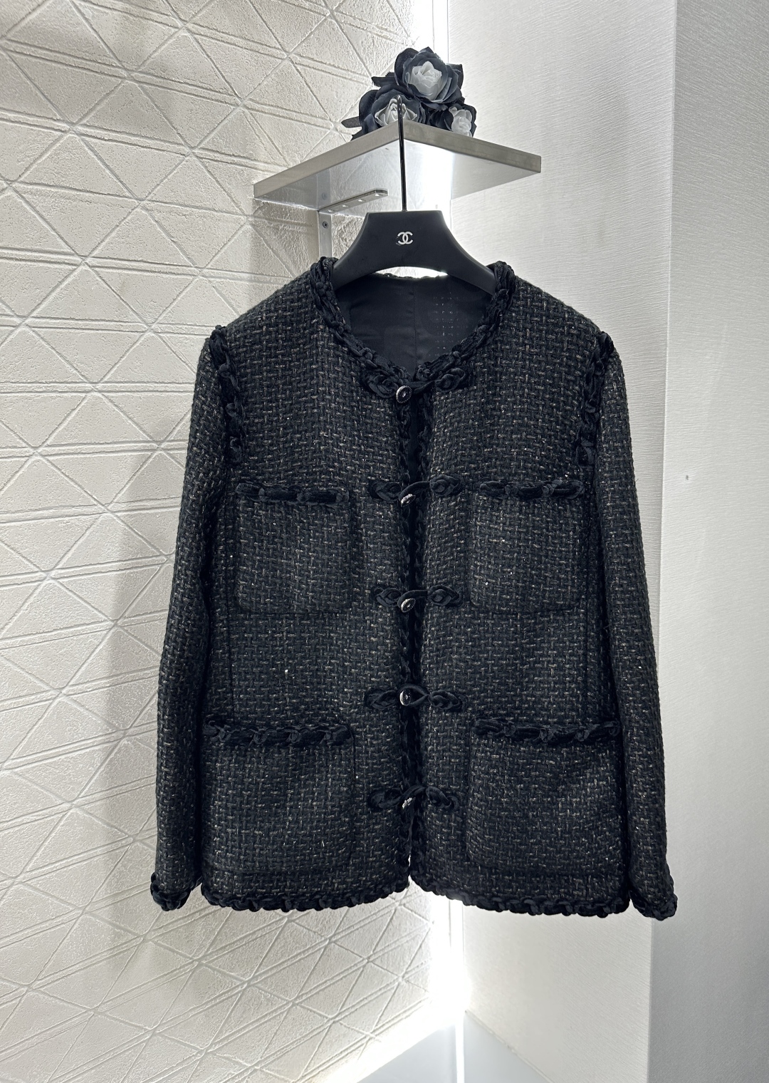 Chanel Inspired Wool Blend Tweed Jacket with Silk Velvet Trim & Frog Closures 2 cmp i1753280974225 1108 0 0