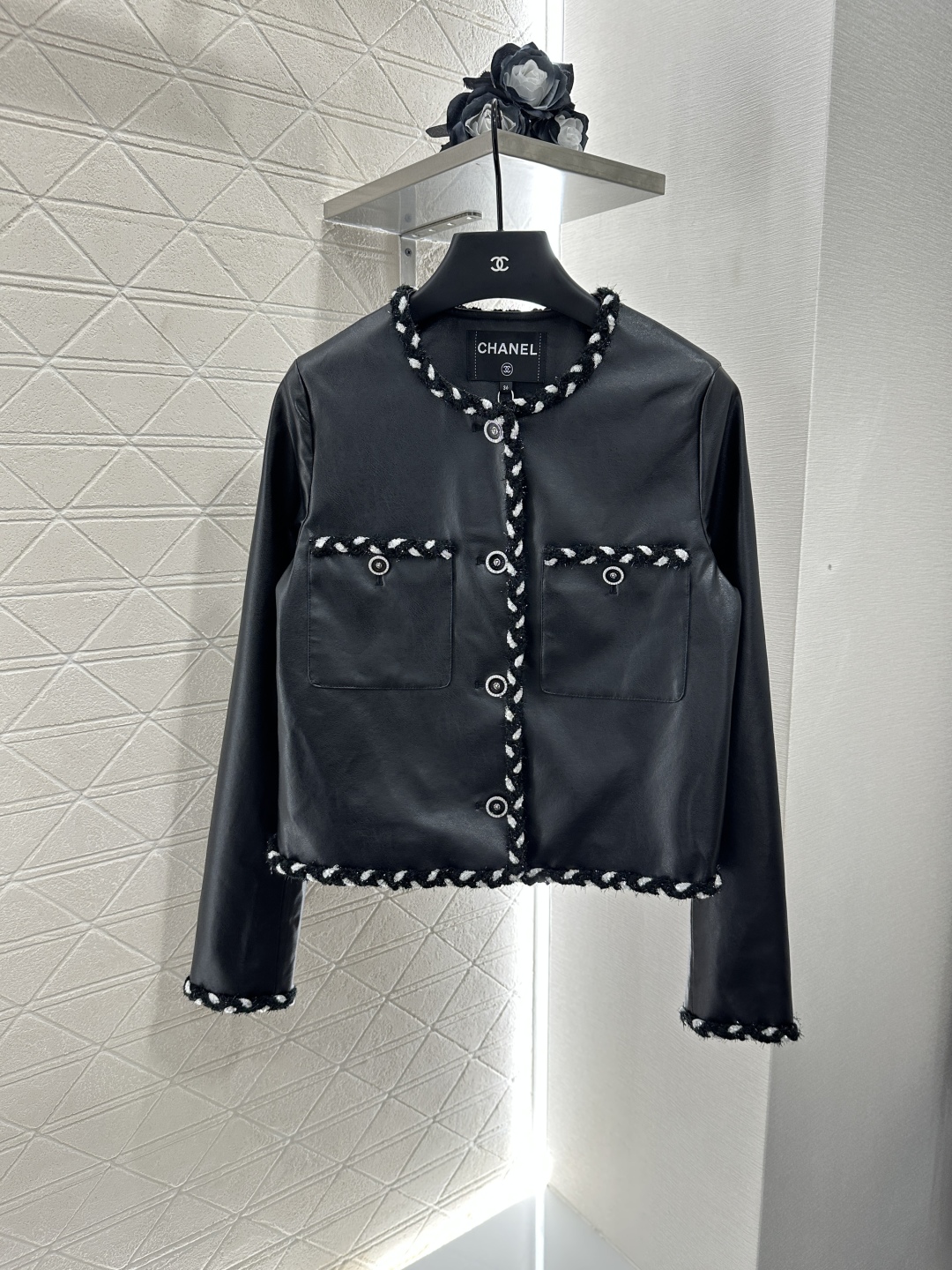 Chanel Inspired Black & White Braided Leather Jacket - 2025 New Arrival 2 cmp i1753281198223 1529 0 0