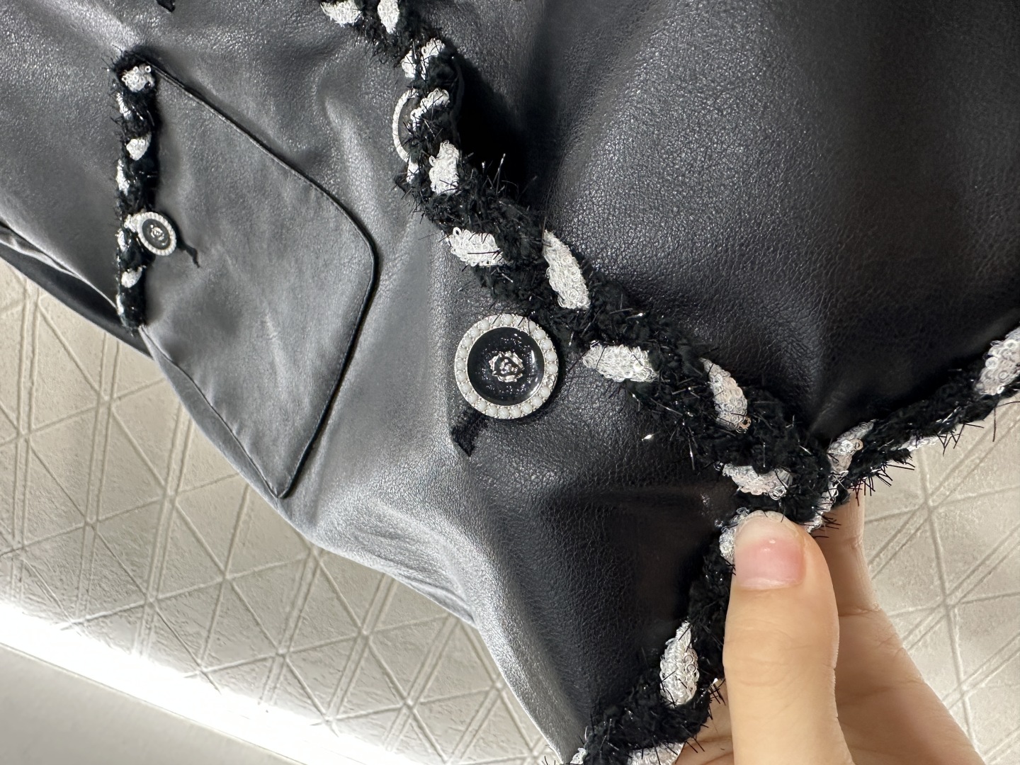 Chanel Inspired Black & White Braided Leather Jacket - 2025 New Arrival 9 cmp i1753281198939 927 0 5