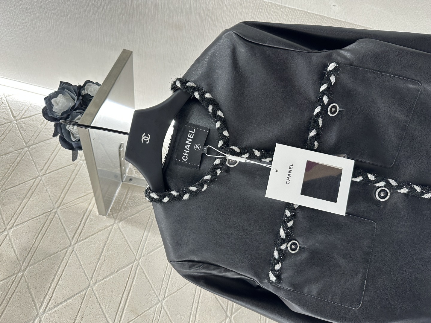 Chanel Inspired Black & White Braided Leather Jacket - 2025 New Arrival 4 cmp i1753281198951 2357 0 2