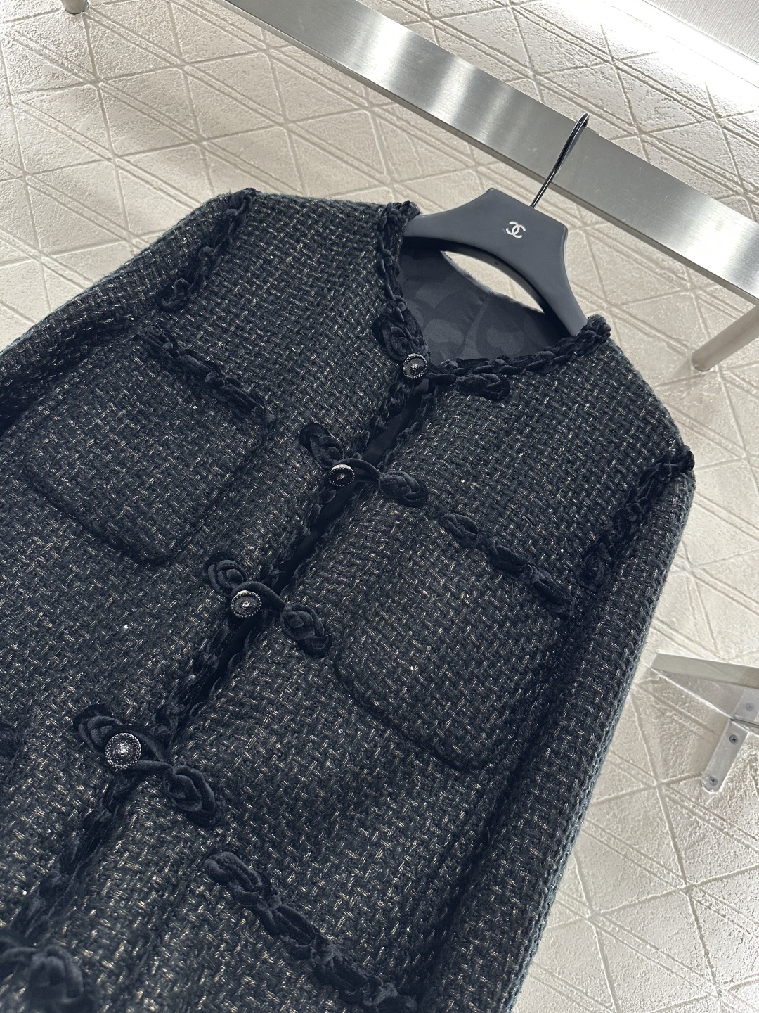 Chanel Inspired Wool Blend Tweed Jacket with Silk Velvet Trim & Frog Closures 8 cmp i1753281212402 9423 0 4