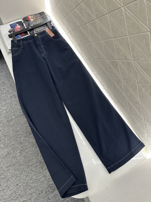 Loewe Women's Wide-Leg Jeans with Leather Logo Patch - High-Waisted 1 Loewe Women's Wide-Leg Jeans with Leather Logo Patch - High-Waisted