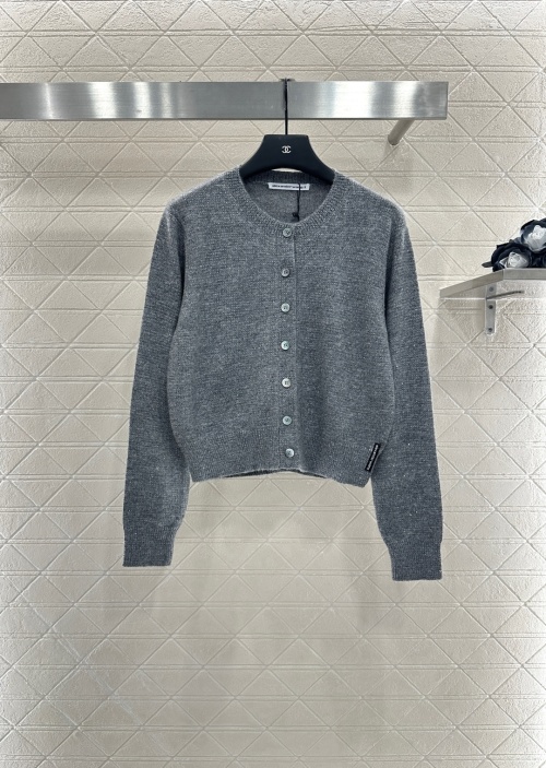 Alexander Wang Women's Gray Wool Blend Knit Cardigan with Rhinestone Detailing 1 Alexander Wang Women's Gray Wool Blend Knit Cardigan with Rhinestone Detailing