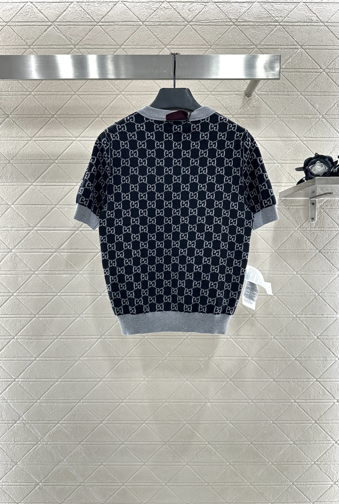 ♥Gucc*♥2025新品上架 两面穿圆领提花针织短袖定制YB羊毛纱线织造 质感上乘 穿搭舒适 圆领针织