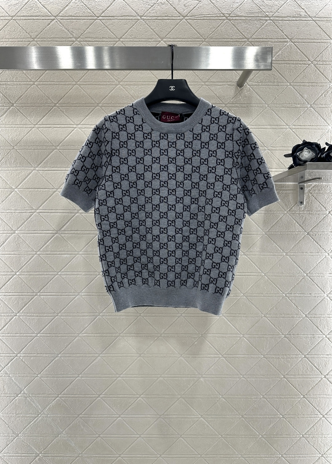 ♥Gucc*♥2025新品上架 两面穿圆领提花针织短袖定制YB羊毛纱线织造 质感上乘 穿搭舒适 圆领针织