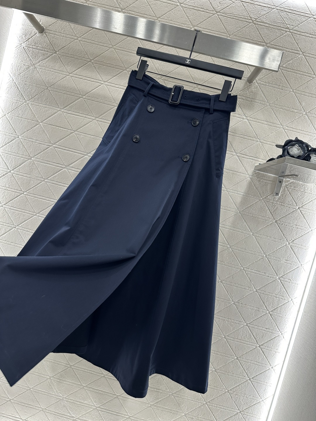 ♥Dio*♥2025新品上架 穿孔腰带高腰伞裙定制YB斜纹全棉材质 质感高级 光泽垂顺 高腰伞裙版型 腰