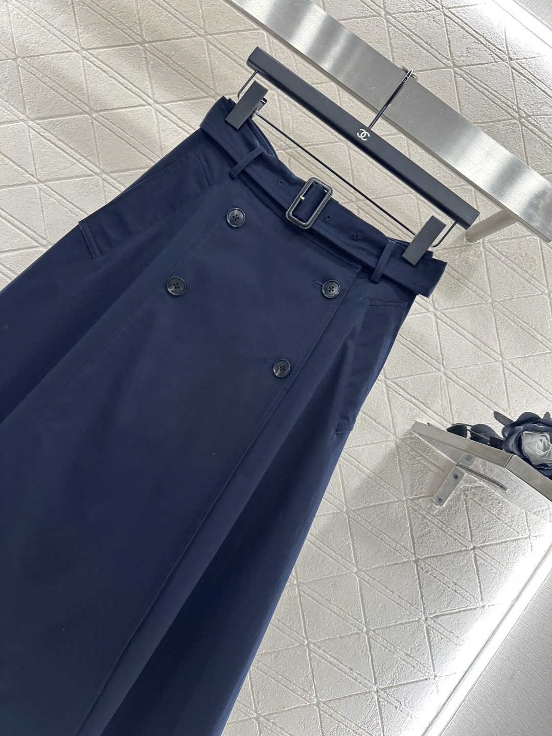 ♥Dio*♥2025新品上架 穿孔腰带高腰伞裙定制YB斜纹全棉材质 质感高级 光泽垂顺 高腰伞裙版型 腰