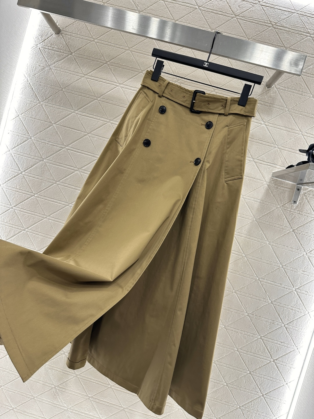 ♥Dio*♥2025新品上架 穿孔腰带高腰伞裙定制YB斜纹全棉材质 质感高级 光泽垂顺 高腰伞裙版型 腰