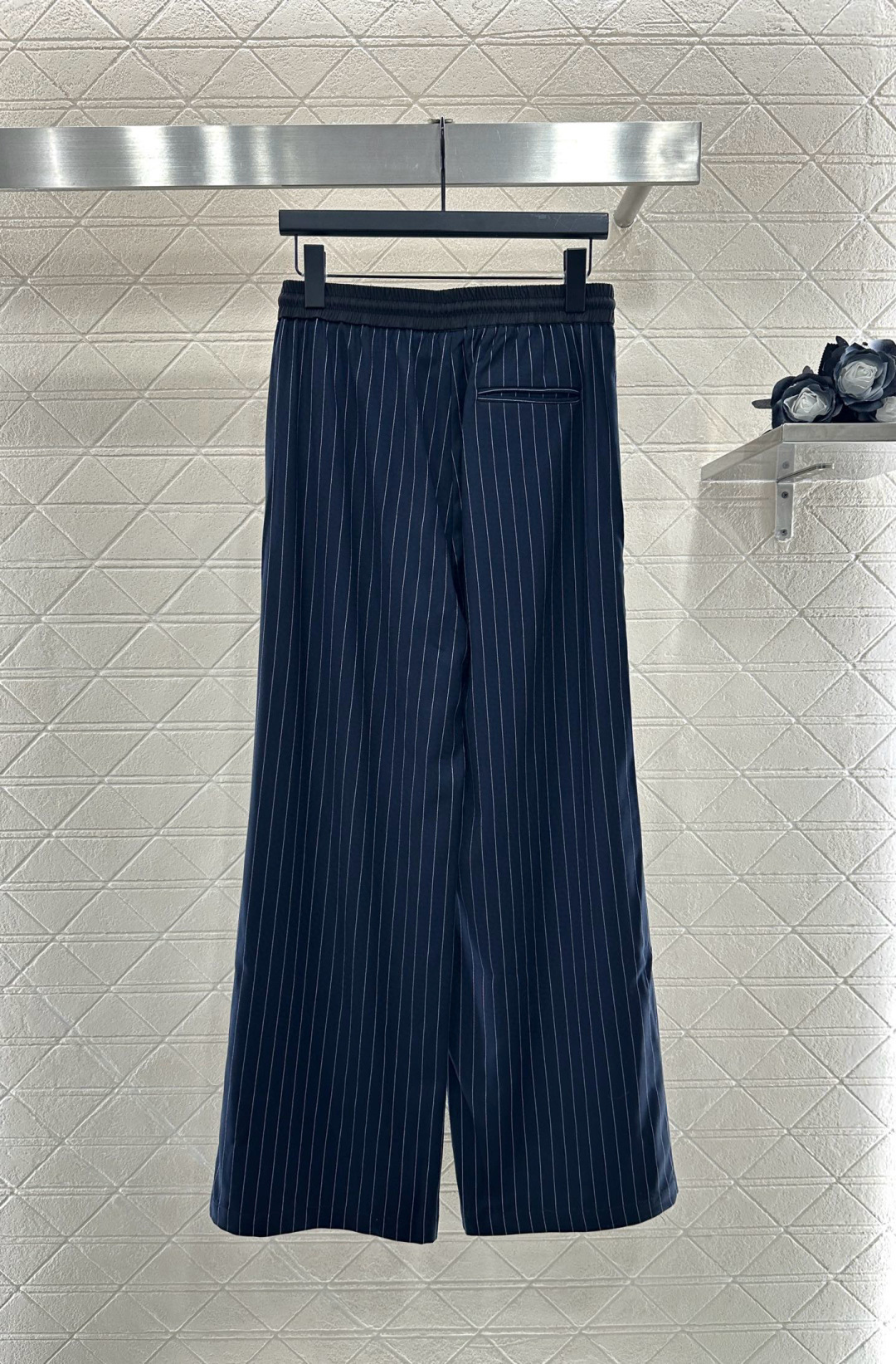 ♥Miumi*♥2025新品上架 廓形条纹西装外套长裤套装定制YB进口材质 质感光泽高级 垂顺有型 正肩