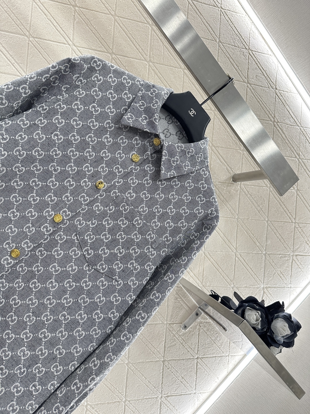 ♥Gucc*♥2025新品上架 提花牛仔衬衣长裤套装定制YB进口提花材质 质感高级 穿搭舒适 翻领衬衫直