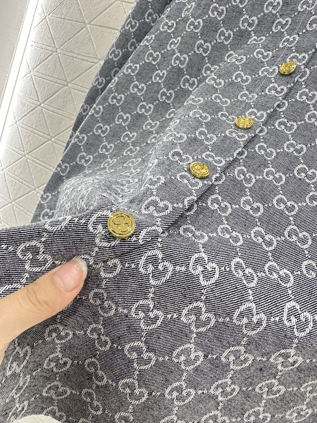 ♥Gucc*♥2025新品上架 提花牛仔衬衣长裤套装定制YB进口提花材质 质感高级 穿搭舒适 翻领衬衫直