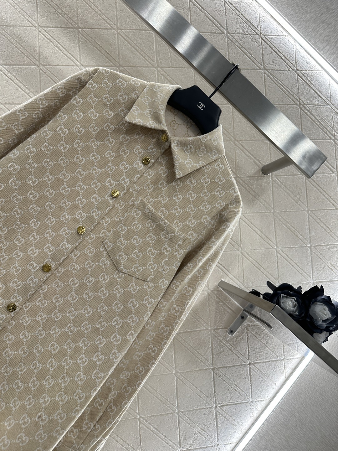 ♥Gucc*♥2025新品上架 提花牛仔衬衣长裤套装定制YB进口提花材质 质感高级 穿搭舒适 翻领衬衫直