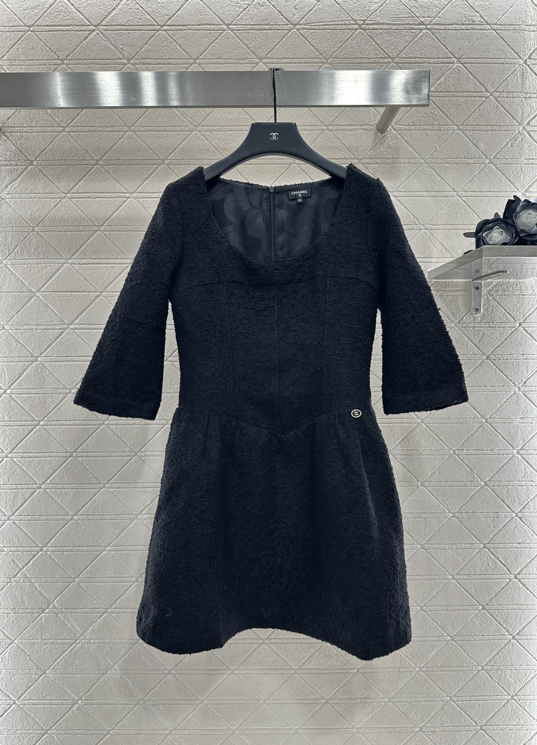♥Chane*♥2025新品上架 中袖圆领洋装连衣裙定制YB进口羊毛呢材质 质感高级 穿搭洋气 洋装名媛