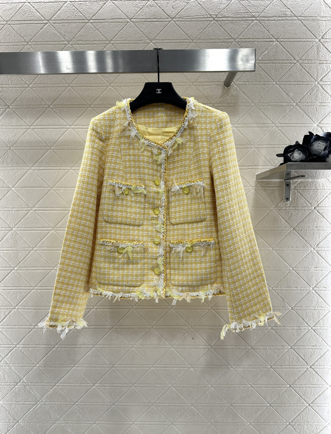 ♥Chane*♥2025新品上架 絮状捆边山茶花洋装外套定制YB进口羊毛呢材质 肌理明显 质感上乘 粗花