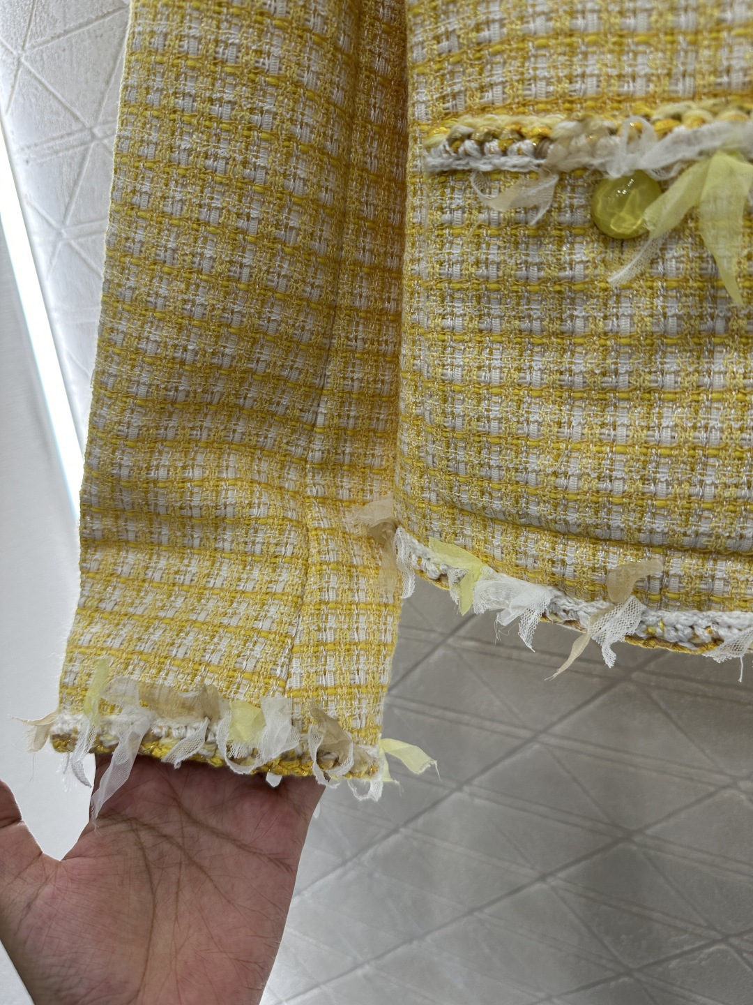 ♥Chane*♥2025新品上架 絮状捆边山茶花洋装外套定制YB进口羊毛呢材质 肌理明显 质感上乘 粗花