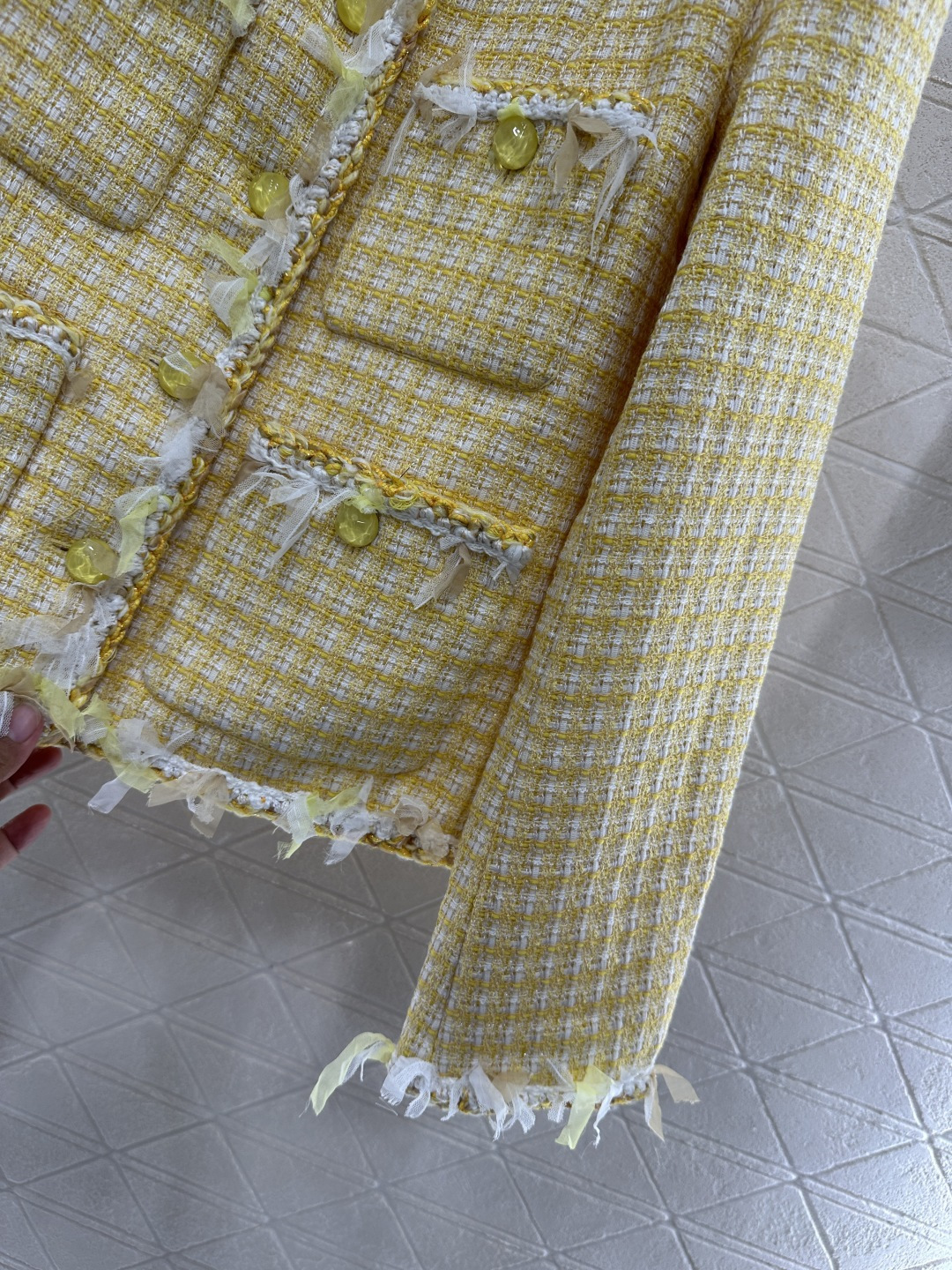 ♥Chane*♥2025新品上架 絮状捆边山茶花洋装外套定制YB进口羊毛呢材质 肌理明显 质感上乘 粗花